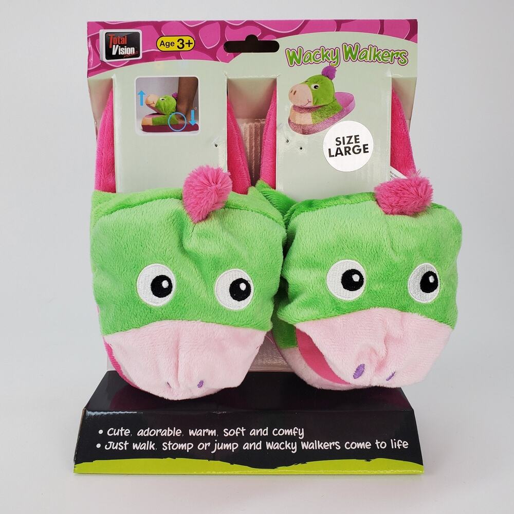 Wacky Walkers Dino Plush Animated Slippers - Size‎ Large New